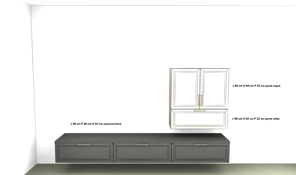 Soggiorno completo Arcadia as 102 di Febal in laminato opaco in Offerta Outlet