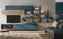 Soggiorno completo modello Soggiono colombini golf in colore rovere e blu opale di Colombini casa a prezzo Outlet