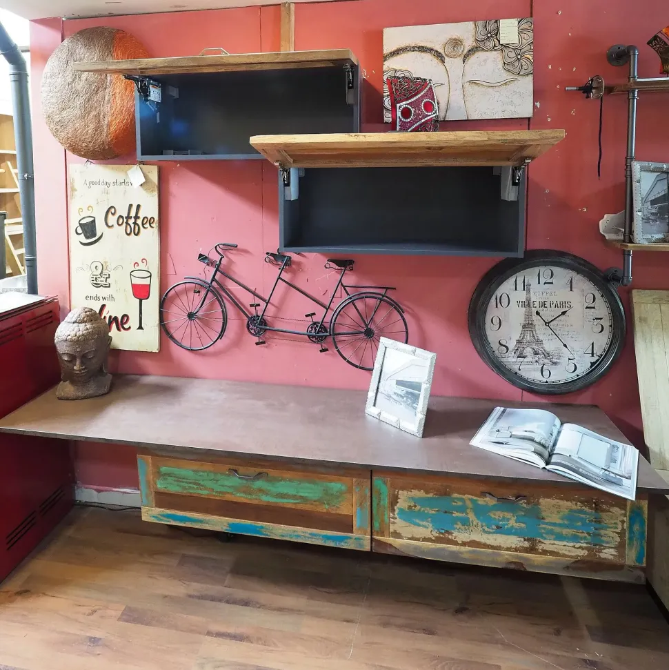 Soggiorno completo Parete soggiorno vintage legno recicle india di Outlet etnico in stile moderno a prezzi convenienti