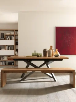 Tavolo in legno rettangolare Tavolo massiccio allungabile estensibile Mobilia web a prezzo scontato