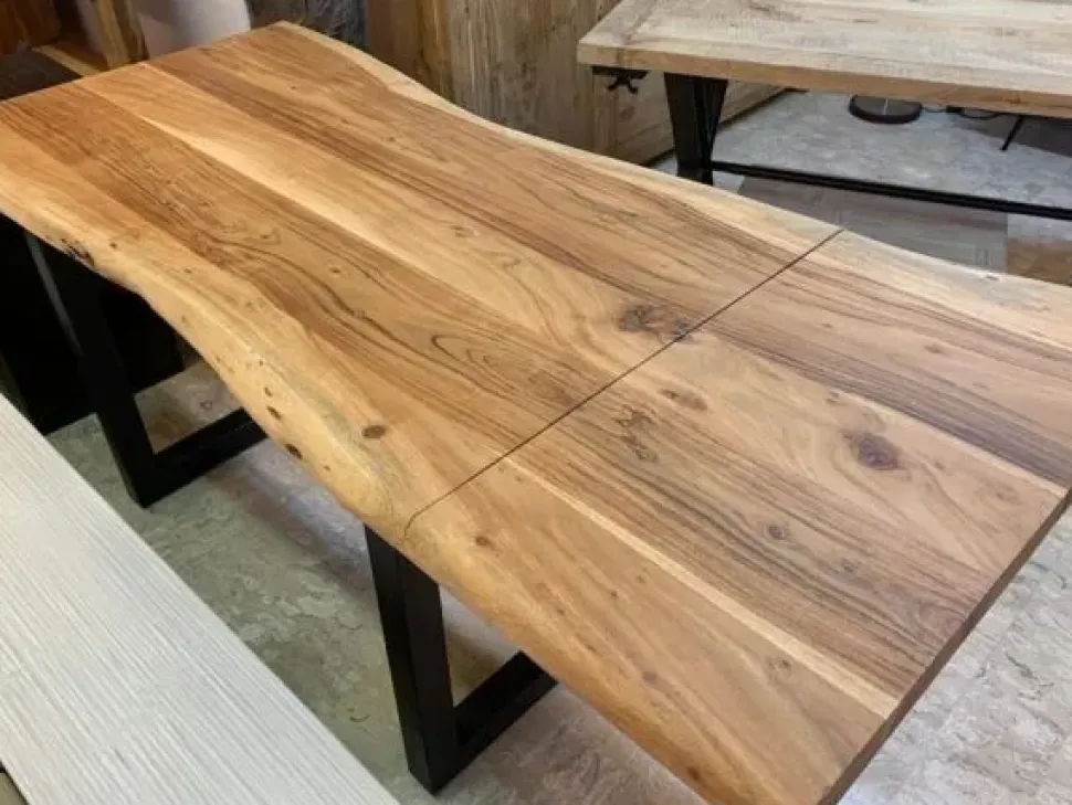 Tavolo in legno rettangolare Tavolo industrial allungabile nature Outlet etnico a prezzo ribassato