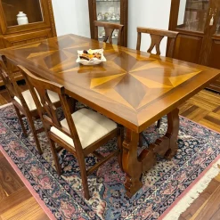 Tavolo in legno rettangolare Rosa dei venti Artigianale a prezzo ribassato