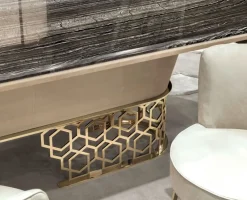 Tavolo in marmo sagomato Piano palissandro struttura nabuk pelle luxury maxi  Md work in offerta outlet