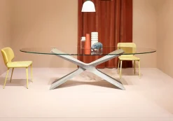 Tavolo in vetro ellittico Nexus * Midj in offerta outlet