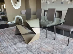 Tavolo in vetro ellittico Gem Ozzio a prezzo ribassato