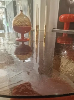 Tavolo in vetro rotondo Blur Nature design a prezzo ribassato