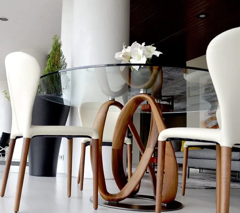 Tavolo in vetro rotondo Infinity Porada in offerta outlet