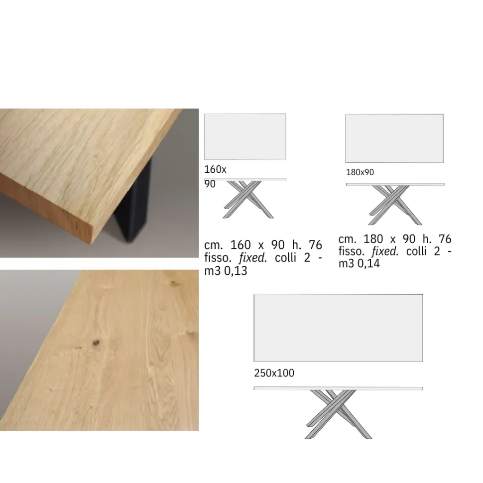 Tavolo Md work Tavolo fisso in legno base metallo piano finitura rovere PREZZI OUTLET -54%