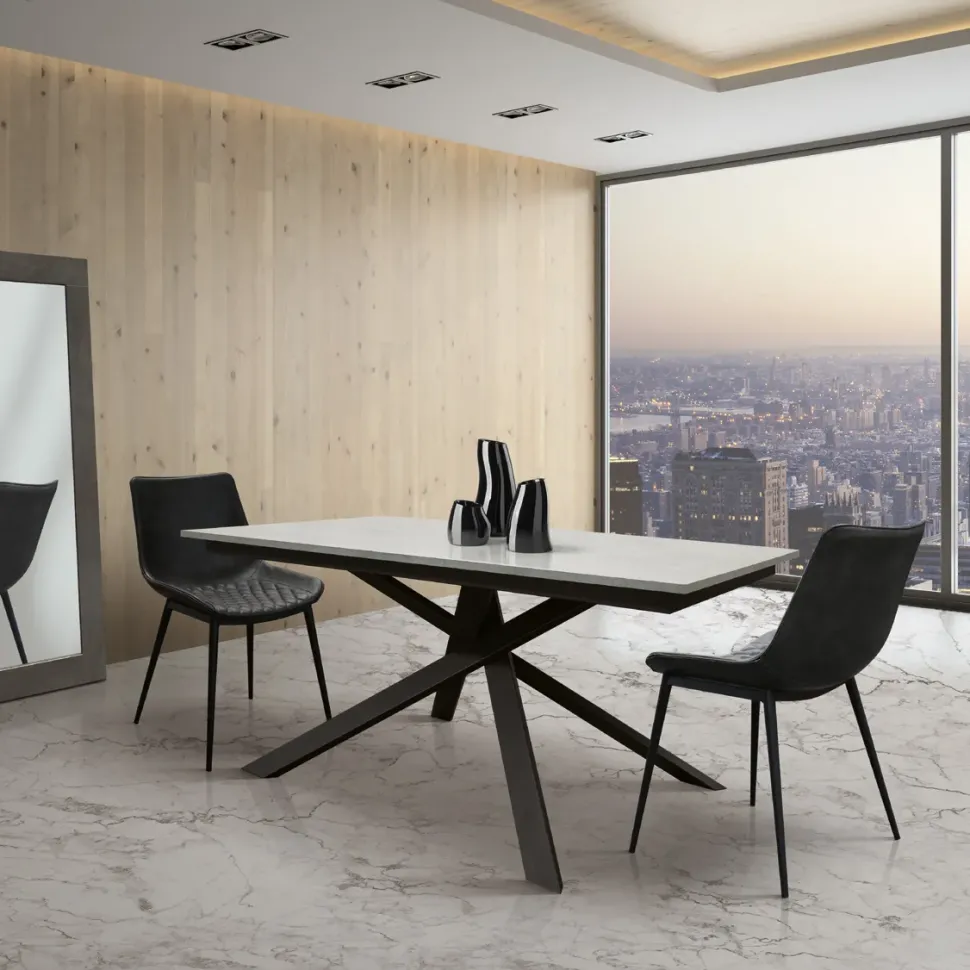 Tavolo rettangolare Allungabile finitura grigio cemento Collezione esclusiva scontato del 40%