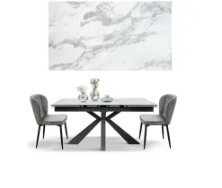 Tavolo rettangolare in ceramica Tavolo allungabile ceramica bianco statuario  di Md work in Offerta Outlet