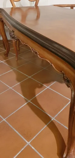 Tavolo rettangolare in legno Chippendale rettangolare di Artigianale in Offerta Outlet