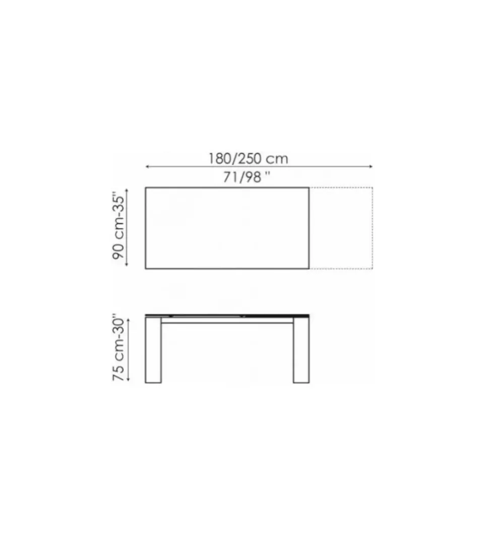 Tavolo rettangolare in vetro Tavolo layer allungabile nero piano in cristallo nero bonaldo di Bonaldo in Offerta Outlet