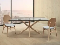 Tavolo rettangolare Tavolo legno massello piano vetro  Md work scontato del 45%