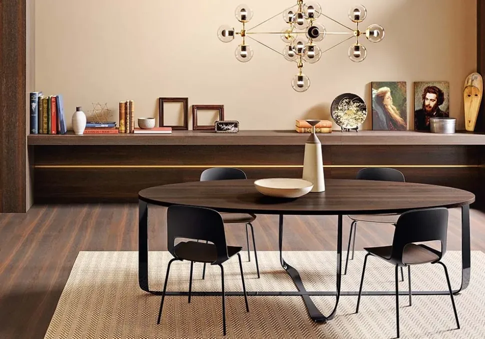 Tavolo rotondo in legno Confluence di Pianca in Offerta Outlet