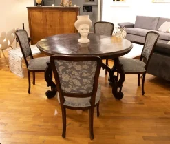 Tavolo Tavolo fratino legno antico massello noce + n. 4 sedie  Artigianale a prezzo ribassato