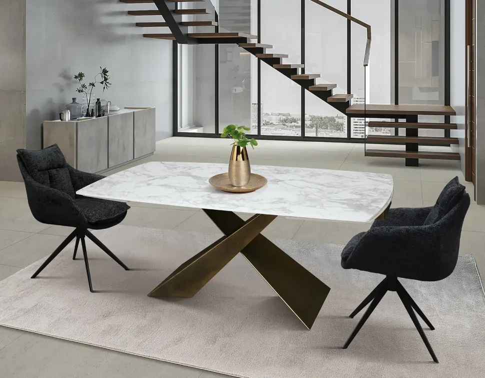 Tavolo Tavolo in ceramica bianco arabesco Mobilificio bellutti in OFFERTA OUTLET -42%