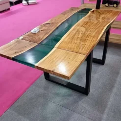 Tavolo Tavolo in legno re resina industrial Outlet etnico a prezzo scontato