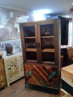 Vetrinetta vetrina rennes stile vintage Outlet etnico in legno a prezzo Outlet